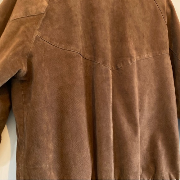 Vintage Talbots Men's Rich Brown Suede Leather Bomber Jacket EUC L Aviator Moto - Picture 3 of 14